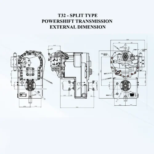 POWERSHIFT-TRANSMISSION-EXTERNAL-DIMENSION-T32-DANA-32000-SPLIT-TYPE